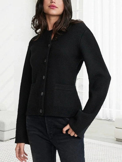 Klassische Pullover Damen Mit Knöpfen Und Langen Ärmeln