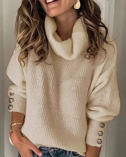 Frühlings-Pullover Mollig-Warm Langarm