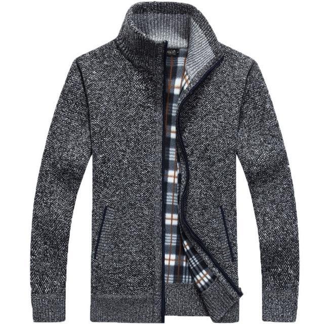 Herren Strickjacke Fleece Innenwarm