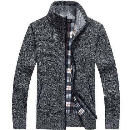 Herren Strickjacke Fleece Innenwarm