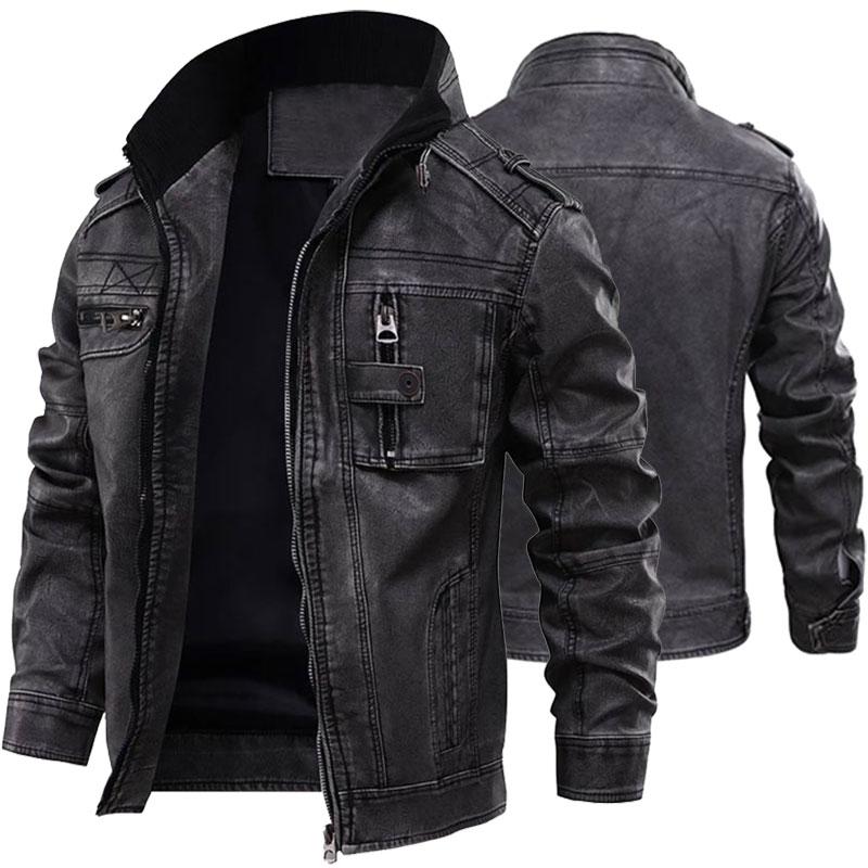 Herren Lederjacke Elegant Herbst Stil - IdealeKleiden