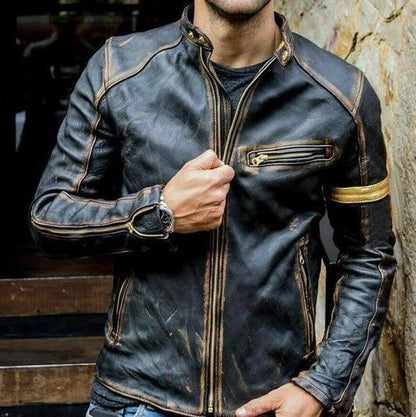 Elegante Lederjacke Schwarz Warm Stylish - IdealeKleiden