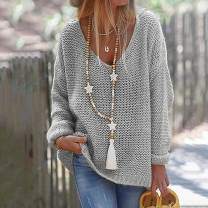 Damen Strickpullover Frühling V-Ausschnitt Modern