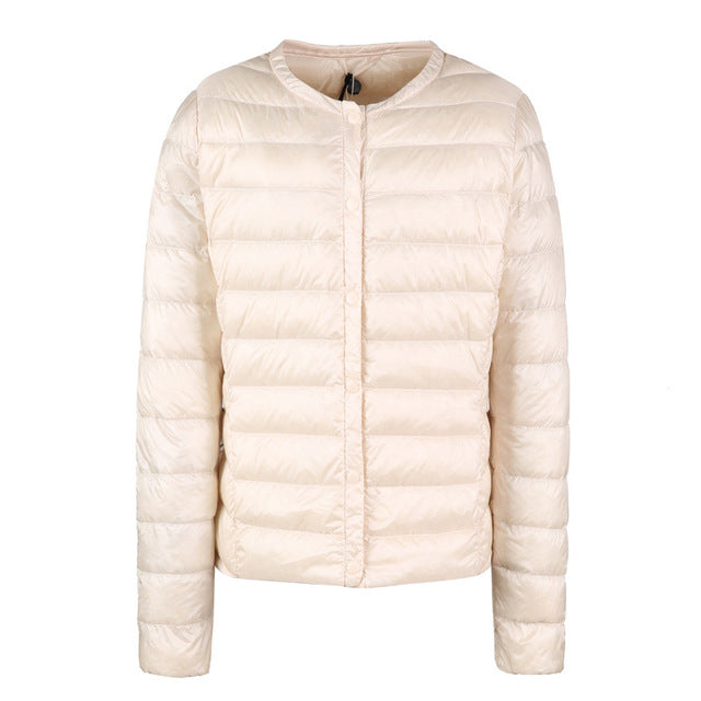 Daunenjacke Damen Elegant Kragenlos