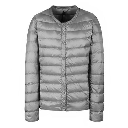 Daunenjacke Damen Elegant Kragenlos