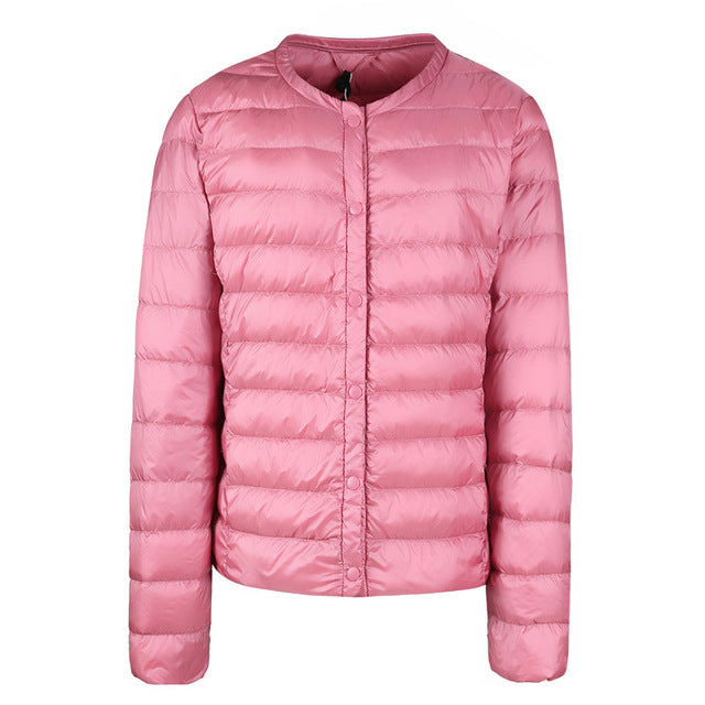 Daunenjacke Damen Elegant Kragenlos