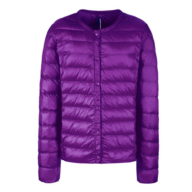 Daunenjacke Damen Elegant Kragenlos
