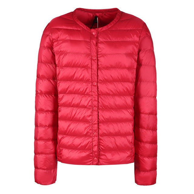 Daunenjacke Damen Elegant Kragenlos