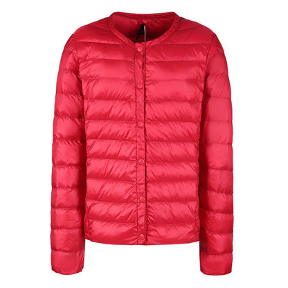Daunenjacke Damen Elegant Kragenlos