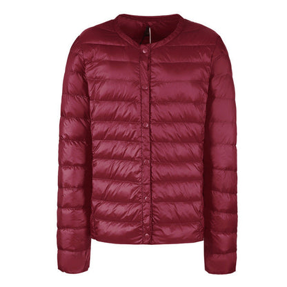 Daunenjacke Damen Elegant Kragenlos