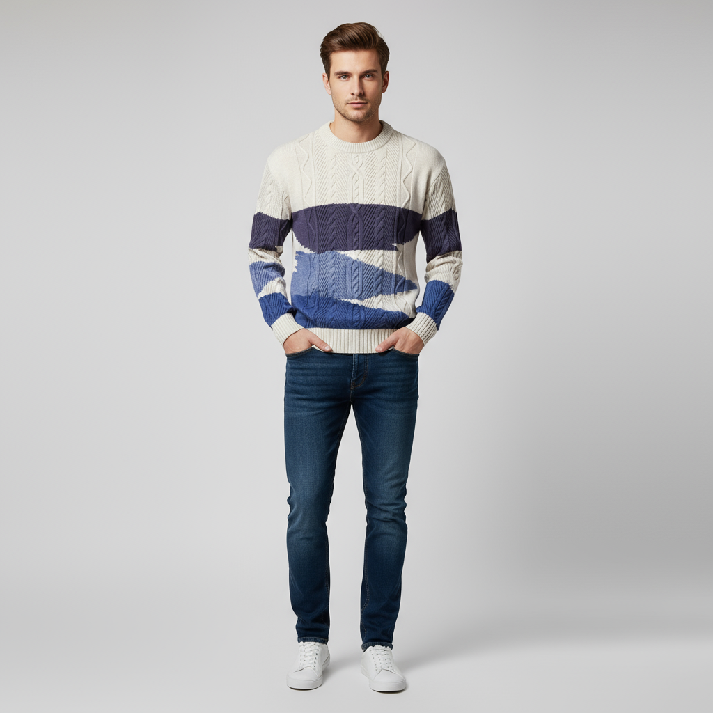 Herren Strickpullover Bequem Relaxed Fit - IdealeKleiden