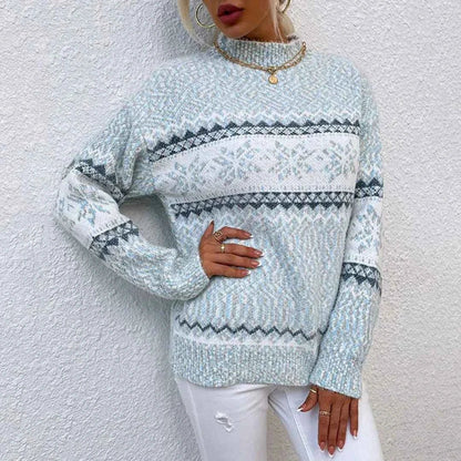 Stylischer Stehkragen Pullover Locker Geschnitten