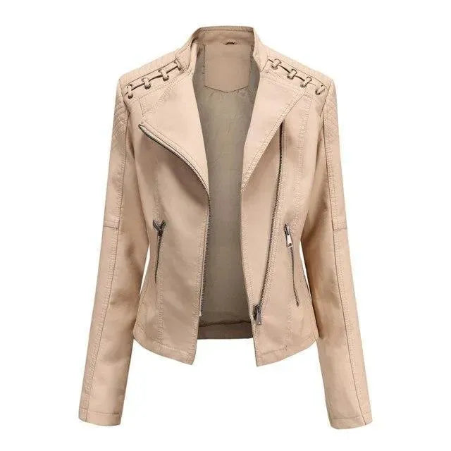 Stylische Lederjacke Frauen Punkrock Look
