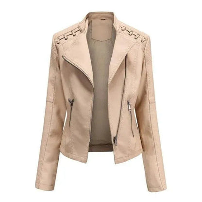 Stylische Lederjacke Frauen Punkrock Look