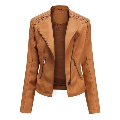 Stylische Lederjacke Frauen Punkrock Look
