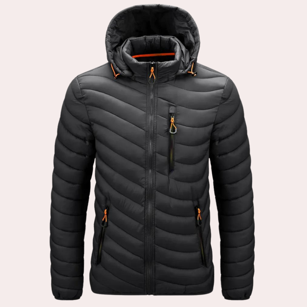 Herren Winterjacke Luxus Kapuze Elegant
