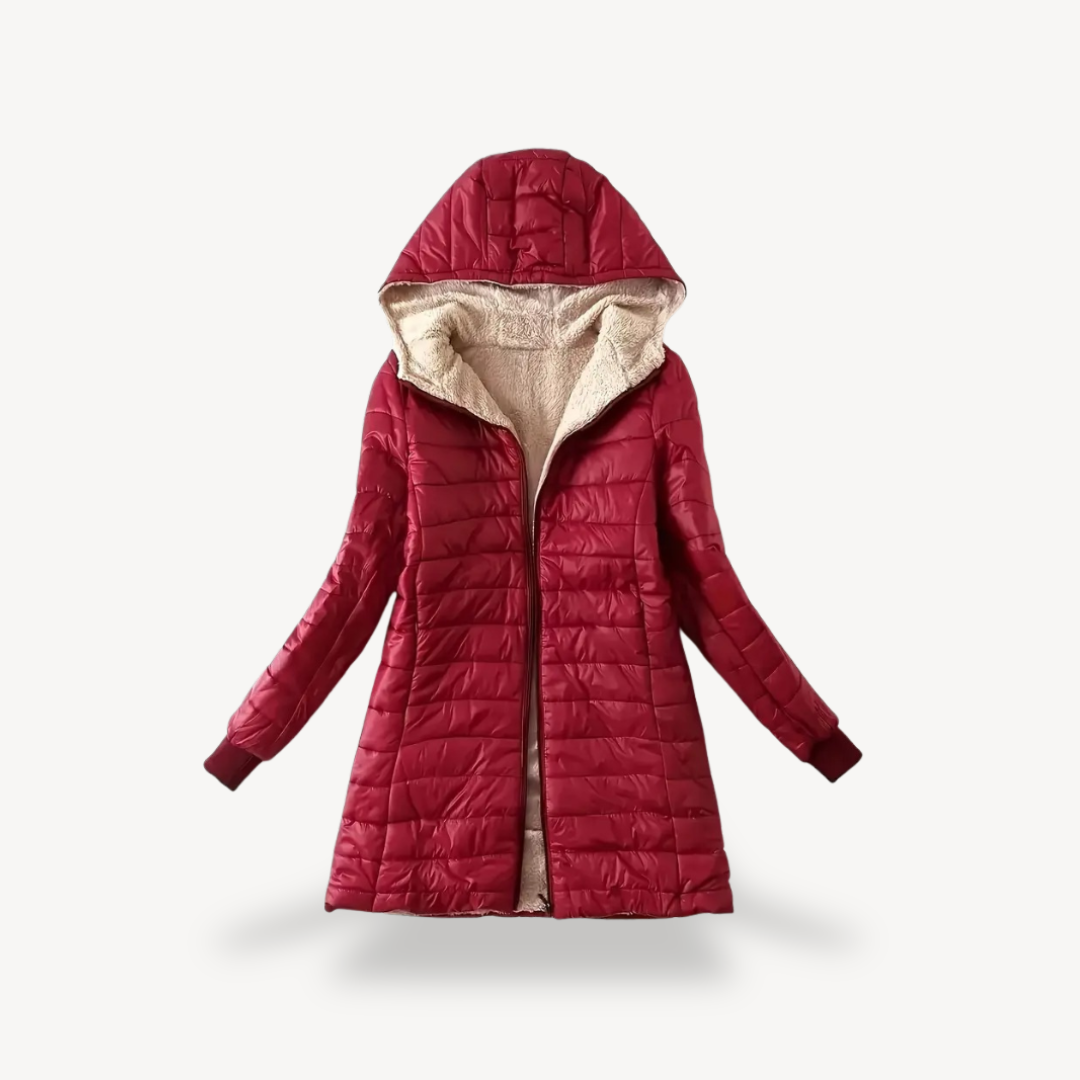 Damen Wintermantel Kapuzen-Puffer mit Sherpa-Füttung