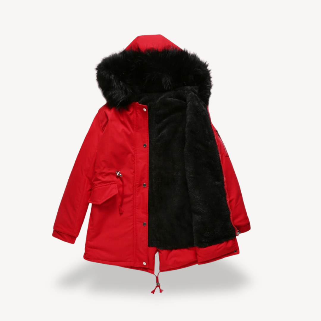 Damen Kunstfell Parka Winterjacke