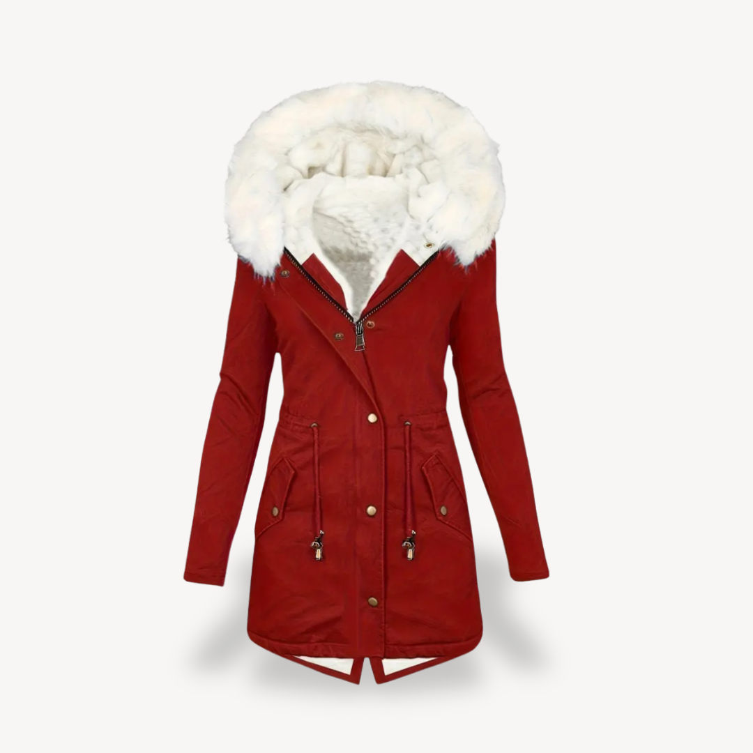 Damen Kunstpelz Parka Mantel Winterjacke