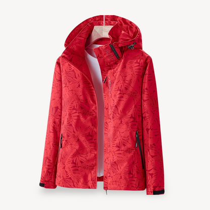 Wasserdichte Regenjacke Damen Blättermuster