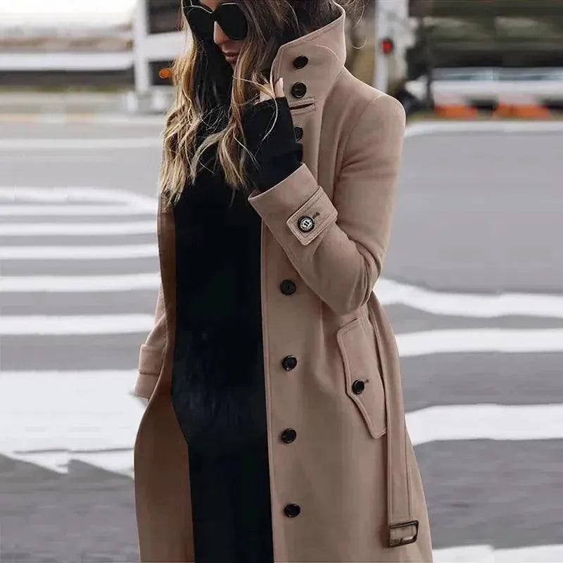 Rote Damen Wintermantel Wollmantel Eleganz