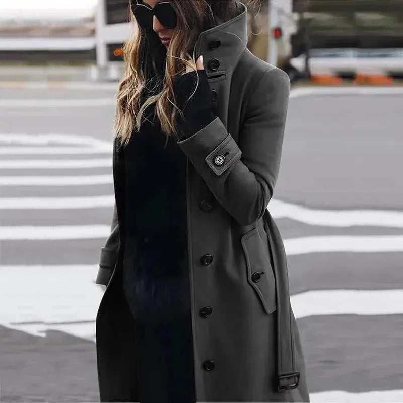 Rote Damen Wintermantel Wollmantel Eleganz