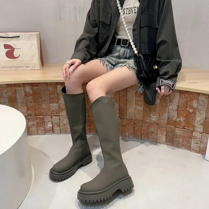 Hohe Stiefel Überknie Leder