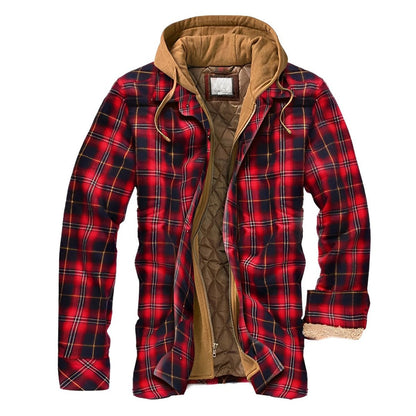 Herren Winterjacke Karo Kapuzenjacke Warm