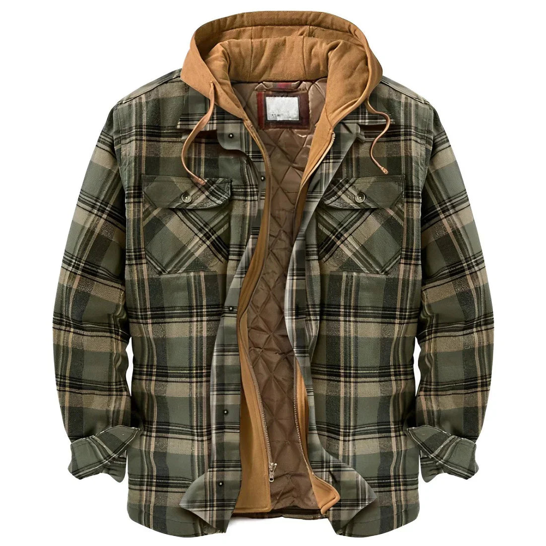 Karierte Winterjacke Herren Kapuze Warm