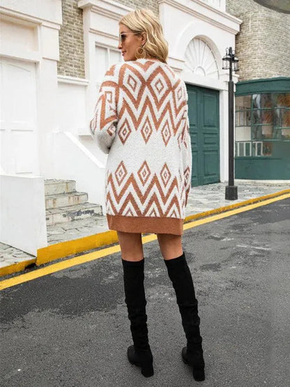 Elegante Strickjacke Mittellänge Diamond Look - IdealeKleiden