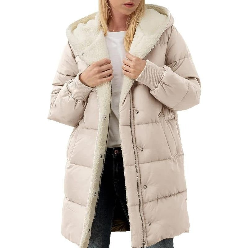 Wintermantel Damen Baumwolle Kapuze Warm