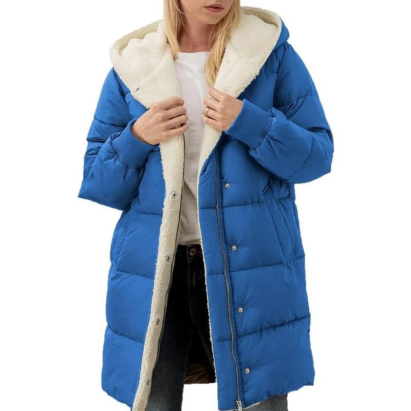 Wintermantel Damen Baumwolle Kapuze Warm