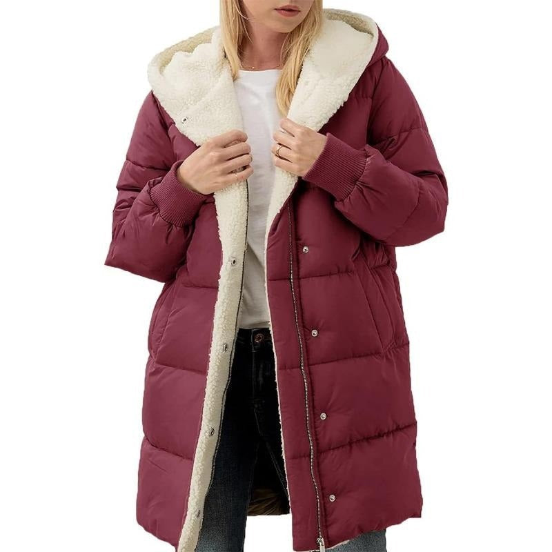 Wintermantel Damen Baumwolle Kapuze Warm