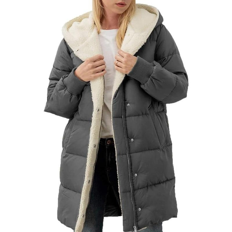Wintermantel Damen Baumwolle Kapuze Warm
