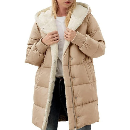 Wintermantel Damen Baumwolle Kapuze Warm