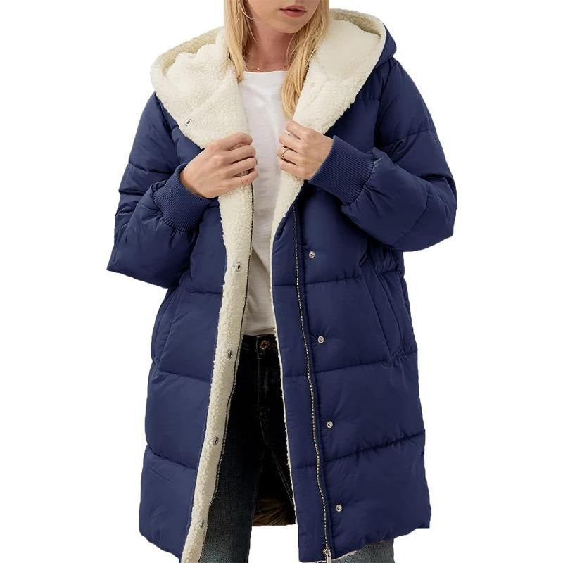 Wintermantel Damen Baumwolle Kapuze Warm