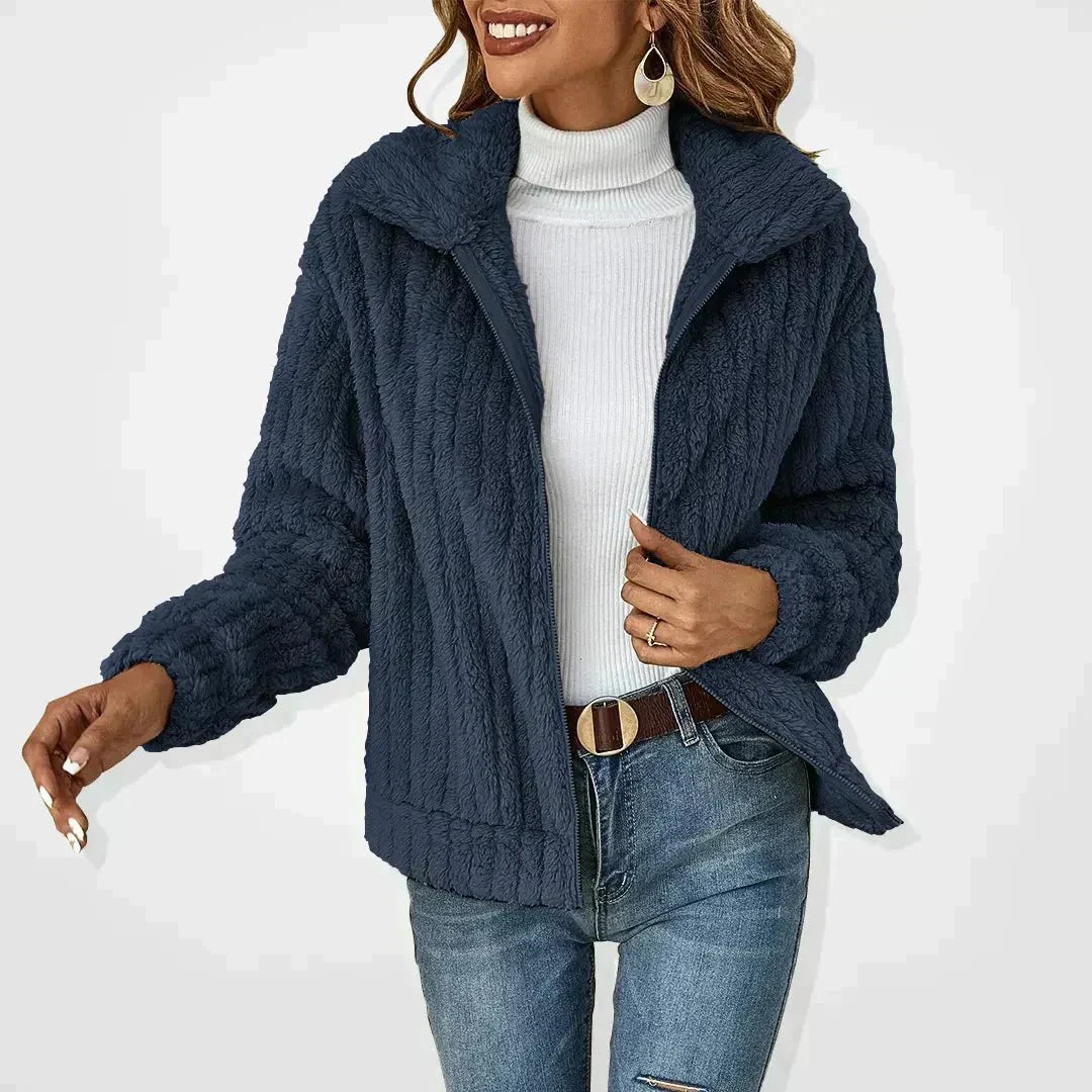 Weicher Plüsch Cardigan Damen Lässig