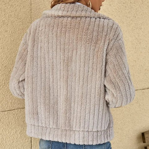 Weicher Plüsch Cardigan Damen Lässig - IdealeKleiden