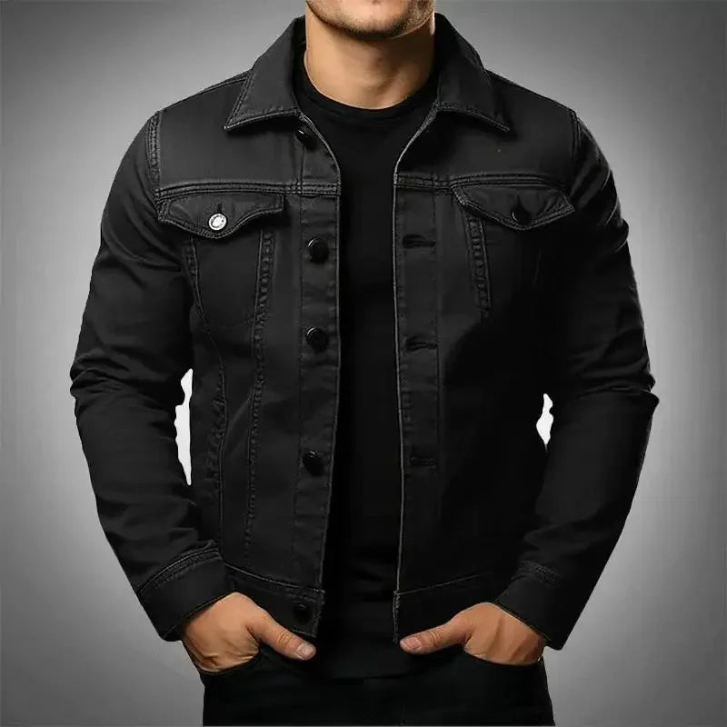 Elegante Herren Jeansjacke Robust Baumwolle - IdealeKleiden