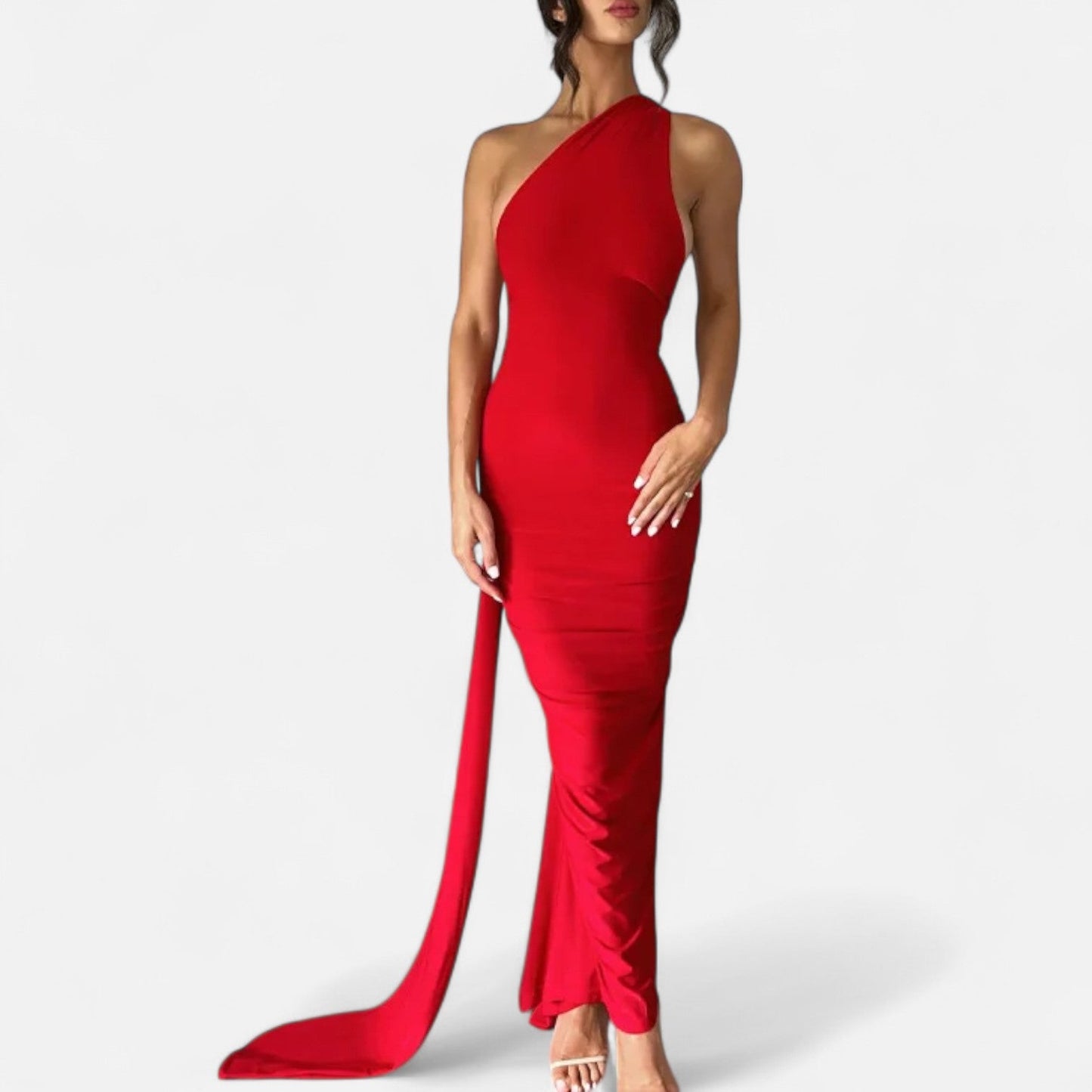 Damen Maxikleid Elegantes Schulterfrei Design