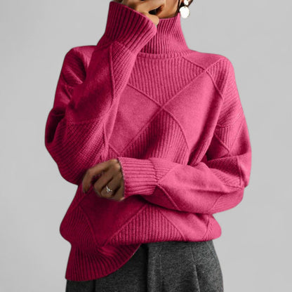 Damen Pullover Rollkragen Bequem Locker