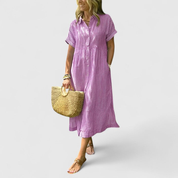 Damen Sommerkleid Streifen Look