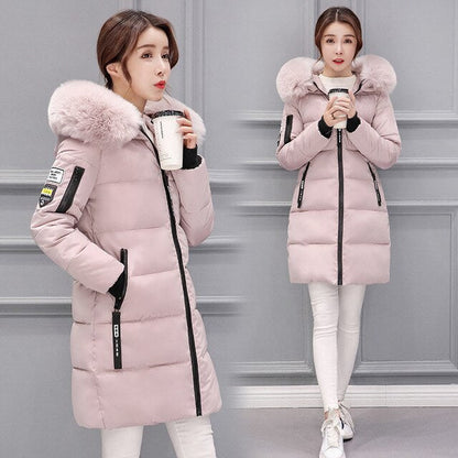 Elegant Wintermantel Damen Hoch Tailliert Pelz Kragen