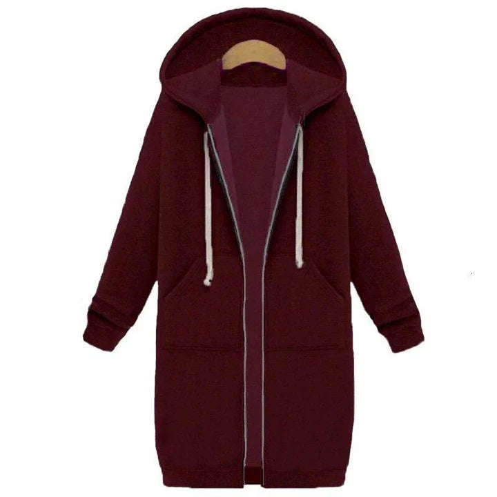 Damen Sweatshirt Lang Geschnitten Reißverschluss