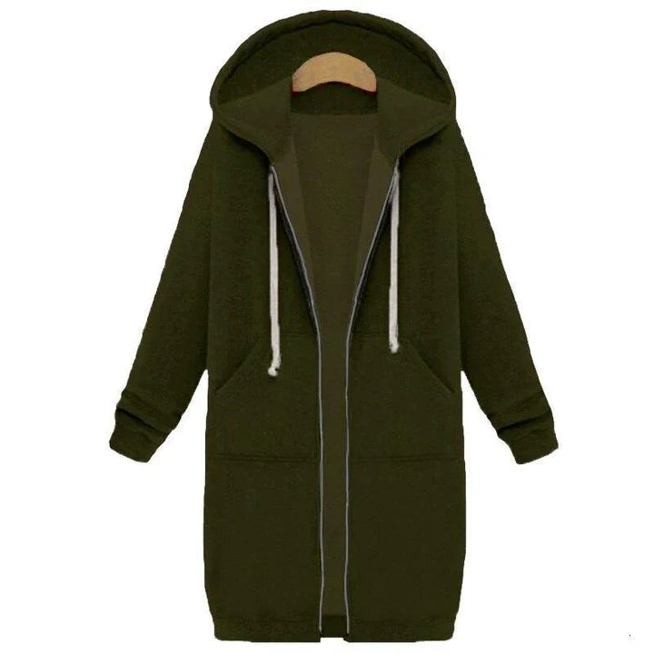 Damen Sweatshirt Lang Geschnitten Reißverschluss