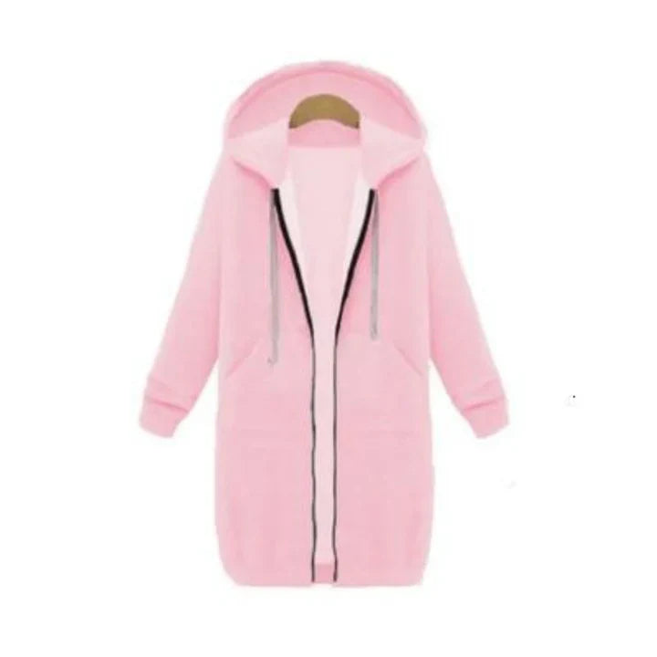 Damen Sweatshirt Lang Geschnitten Reißverschluss