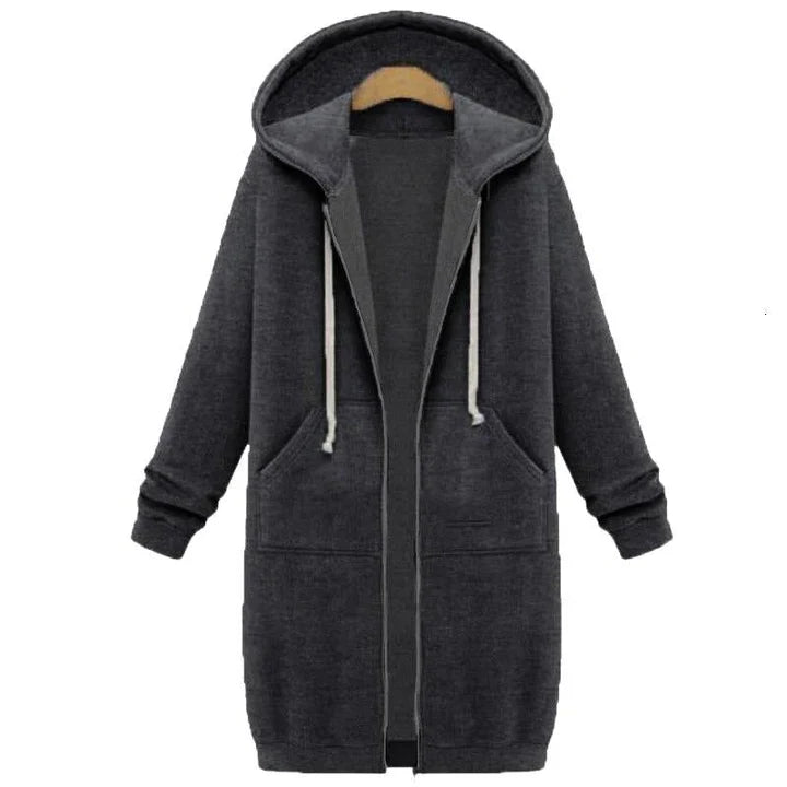Damen Sweatshirt Lang Geschnitten Reißverschluss