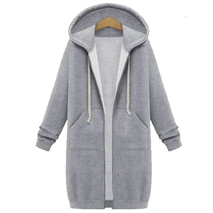 Damen Sweatshirt Lang Geschnitten Reißverschluss