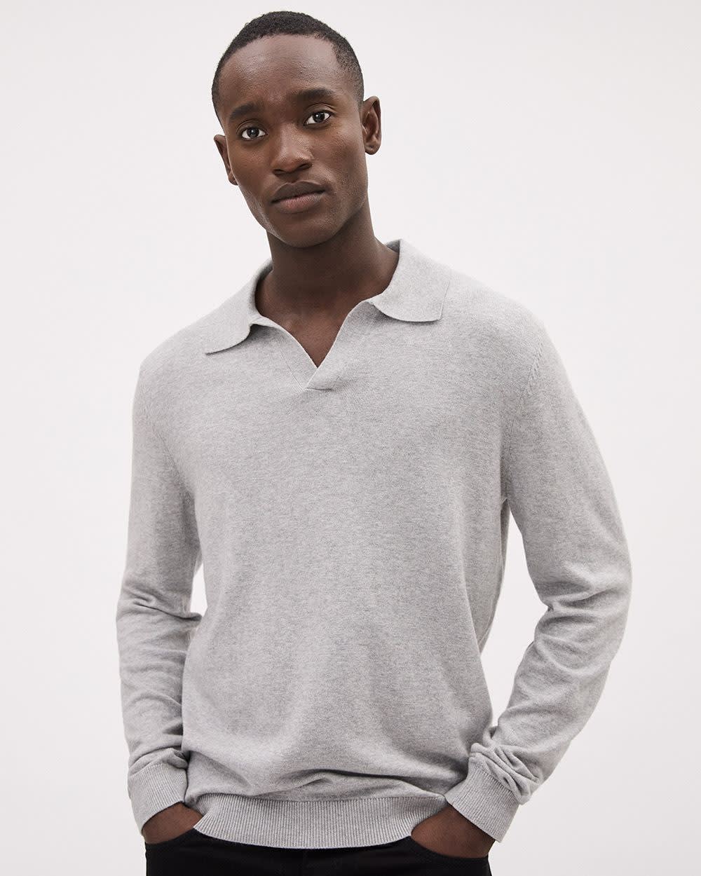 Baumwoll-Polo-Shirt mit Johnny-Kragen Elegant