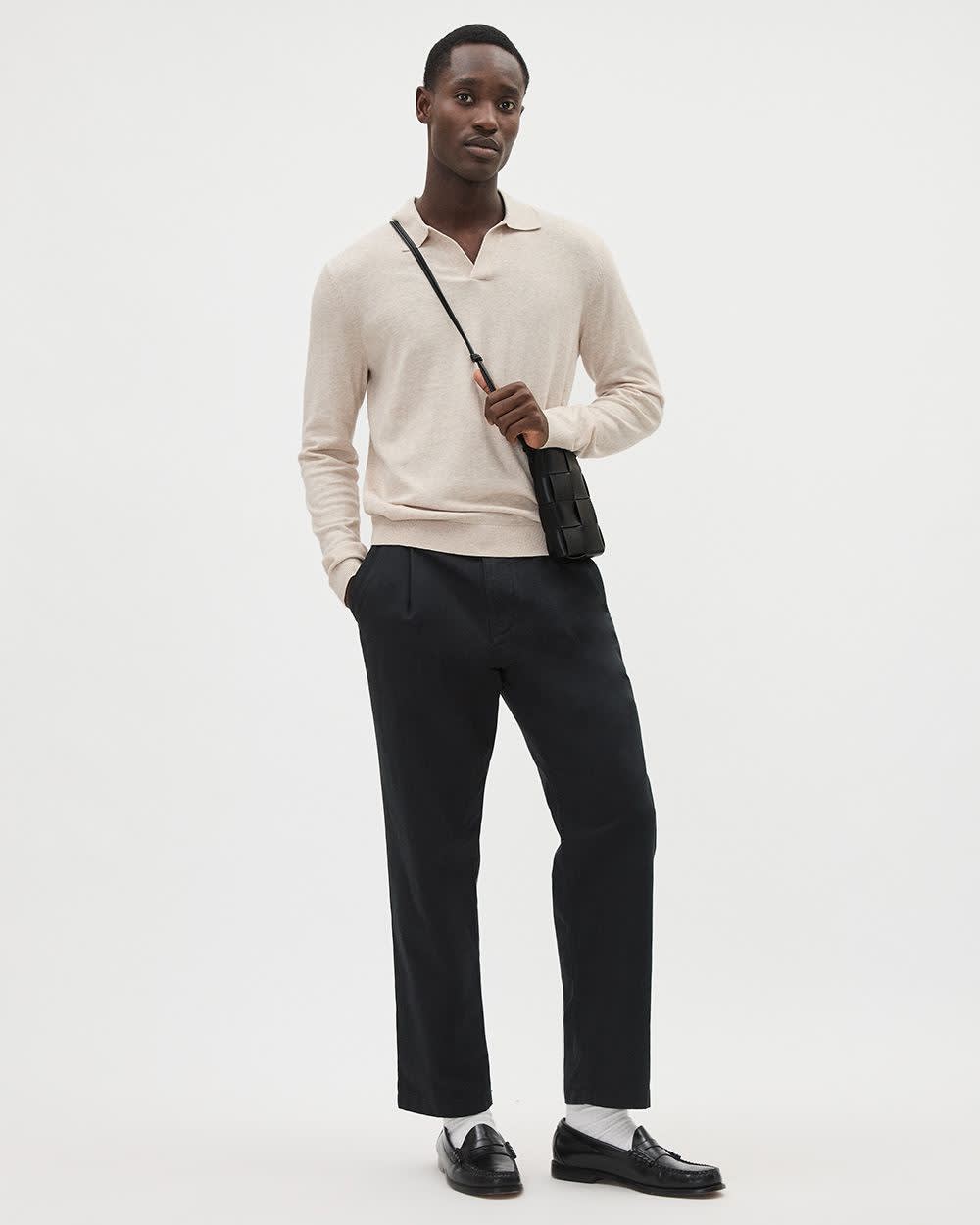 Baumwoll-Polo-Shirt mit Johnny-Kragen Elegant